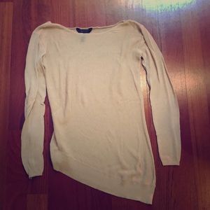 BCBG light tan asymmetric sweater